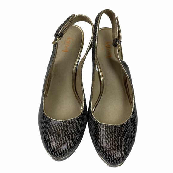 Levity Jillian Faux Snakeskin Leather Slingbacks Size 6 M - Picture 1 of 9